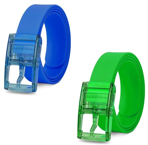 DC VOLTAGE 2-Pack Unisex Rubber Belts Adjustable Candy Color Silicone with Durable Acrylic Pin Buckle for Daily Wear Travel Outdoor Activities Casual and Fashion Outfits
