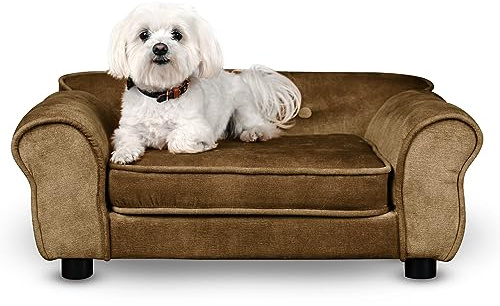 MG Design Haustiersofa in Braun – stabiles Holzgestell, weich gepolstert, pflegeleicht – Hundesofa & Katzensofa, fertig montiert