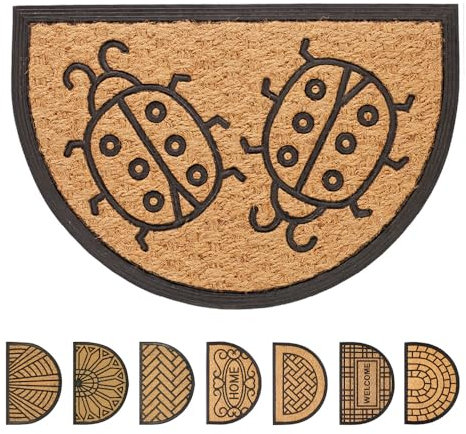 OLIVO.shop | PROMO Zerbino in cocco intrecciato e gomma, tappeto ingresso casa mezzaluna 40x60 cm (DISEGNO 6)