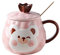 FVRFYPXM mug (Mot emprunté) Tasse en céramique avec Couvercle Cuillère Couple Couple Coupe d'eau Maison Charge Petit déjeuner Coupe Bureau Cafetière Femme 12.9 Oz (Bleu Vert Jaune Rose) Mugs(D)