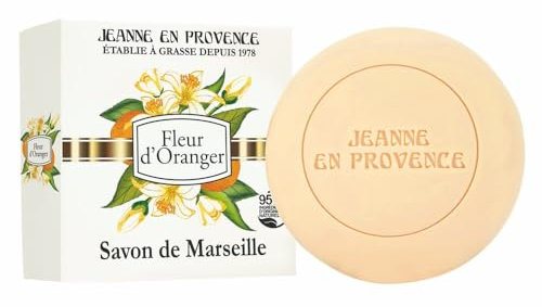 JEANNE EN PROVENCE - Savon Solide Corps & mains - Parfum Fleur d'Oranger - Nettoie, Adoucit & Parfume - 95% d'Ingrédients d'Origine Naturelle - Fabriqué en France à Grasse - 100 gr