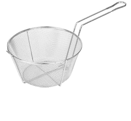 Vogue Breading Basket Stainless Steel - 292mm | Accelerates breading prep in busy commercial kitchens with a deep, grid-wire layout for thorough oil and flour drainage.