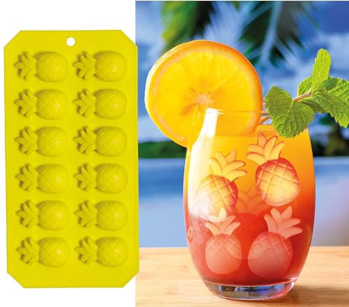 FIESTAS GUIRCA | Ananas Eiswürfelform (11,5 x 22,5 cm) - Eisform für Sommer- und Abschlussfeiern - Tischdekoration für hawaiianische und tropische Feiern - Gelb