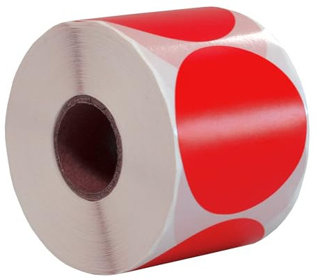 DULA Runde Etiketten - Rot - 50mm - 500 Aufkleber auf Rolle - Siegel - Markierungspunkte - Leere runde Aufkleber auf Rolle