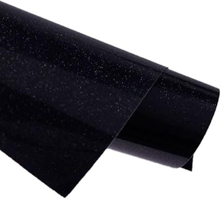 Glitter Heat Transfer Vinyl, 12 x 5ft Glitter HTV Vinyl Roll, Glitter Iron on Vinyl for Cameo and Heat Press (Glitter Black, 12 x5ft)
