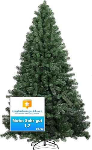 Tannenbaum künstlich 180 cm - Weihnachtsbaum grün - naturgetreue Nordmanntanne - täuschend echt mit Ständer ((180cm-PREMIUM))