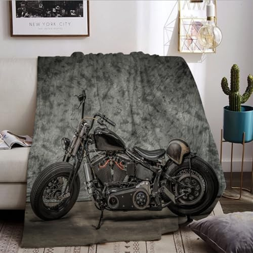 Motorrad Kuscheldecke 130x150cm,Weich Und Warme Motocross Flauschige Decke,Für Teenager Männer Frauen. (Motorrad-A, 130x150cm)