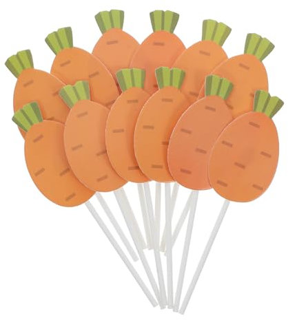 Garneck 24St Karottenkuchen-Einsatz dekorative Untersetzer Fruchtdeckel Frühling Pappbecher Karotten Kuchen Topper Cupcake Dekoration Ostern Käsemarker Dessert-Picks Papier Orange