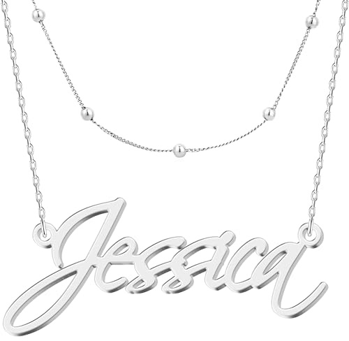 UMAGICBOX Collier Personnalisé avec Nom - 14 Polices & Options Multilingues, 4 Couleurs, 5 Styles de Chaînes, Cadeau Unique avec Coffret Premium, en Argent Sterling 925 & Acier Inoxydable 316
