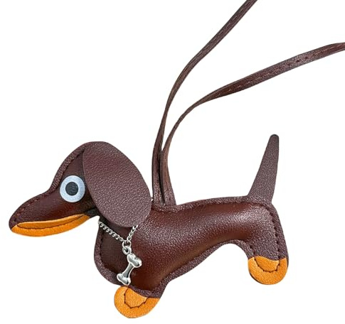 RGYBAO Schöner Dackel-Schlüsselanhänger aus PU-Leder, lustiger Dackel-Schlüsselanhänger, PU-Leder-Dekoration, Schlüsselanhänger für Kinder und Erwachsene