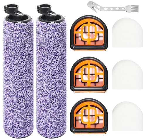 Accessoires rechange pour Shark HydroVac XL 3 en 1 WD101 WD100 WD101C, HydroVac Cordless Pro XL WD201 WD200 WD210 AW201 WD200C WD201C Aspirateur eau et poussière, 2 rouleaux de brosse + 3 filtres