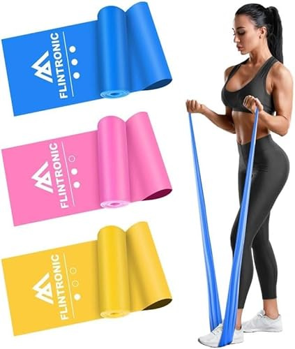 Flintronic Exercise Resistance Bands, 3 Pack Resistance Bands Set, TPE Elastic Bands with 3 Resistance Levels, 2M Workout Resistance Bands for Women and Men Strength Training, Yoga, Pilates
