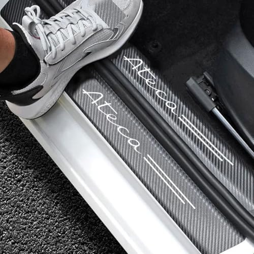 EULVGG 4 Stück Auto Einstiegsleisten Schutz für SEAT ATECA, Kohlefaser Türschweller Zubehör Aufkleber Kratzschutz Auto Schwellerblenden Trittschutz Dekor (ATECA)