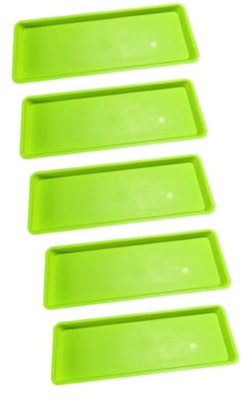 HouseVibe 5 sottovasi rettangolari per piante da 45 x 16 cm, per uso interno ed esterno, colore verde