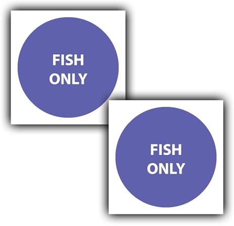 2X Fish Only - Allergen Food Stickers - Colour Coded Chopping Board Sign Kitchen Labels - 100mm x 100mm