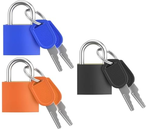 HABNI 3 Pièces Petit Cadenas à Bagage, avec 2 Clés, Multicolore Mini Cadenas à Bagage pour Bagage Valise, pour Voyage/Valise/Casiers (30x23cm)