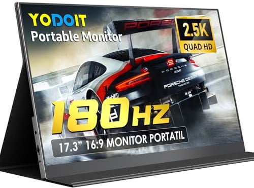 Yodoit Monitor Portatile 17.3 2.5K QHD 180Hz Schermo IPS 2560x1440 16:9 Display con Porta USB Tipo C e Altoparlanti Integrati con Smart Cover Monitor Compatibile con PC, Laptop, MacBook, XBOX
