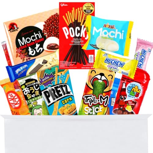 Asiatische Snacks Box Geschenkideen mit 24 Teilen + gratis Adventskalender Tüten - Japanische, koreanische & mehr Snacks und Süssigkeiten - Ideale Kalender Füllung (M)