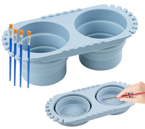 jinminamz Wasserfarben Becher, Pinselaufbewahrung, Faltbar Pinselbecher, Wasserbecher für Pinsel Schule Silikon, Tragbarer Malpinsel-Wascheimer, Pinselhalter für ölbilder Aquarelle