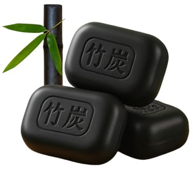 Bamboo Charcoal Soap for Dry & Irritated Skin, Japanese Takesumi Cleansing Bars, 3 x 100g, Gentle & Soothing, Paraben Free