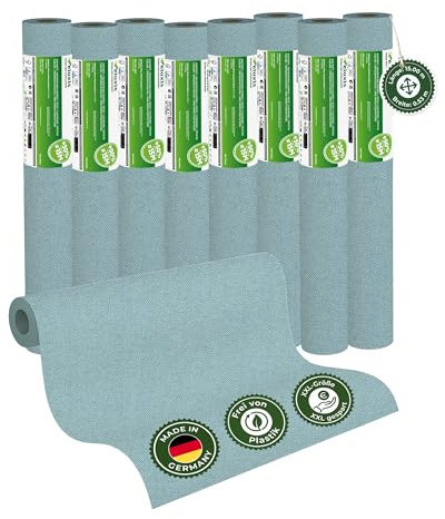 Veluxis Vliestapete 8er-Set UNI einfarbig Eisblaugrau – 15,00 m × 0,53 m | matt, waschbeständig, stoßfest, Made in Germany