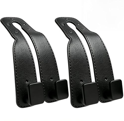 Gancio per Poggiatesta Auto, 2 pezzi Ganci Doppio per Sedile Posteriore Auto, Set da 2 Hook per Borsa per Seggiolino Auto, Gancio Organizer Auto Supporto per Telefono Cellulare (Nero - Nuovo Arrivo)