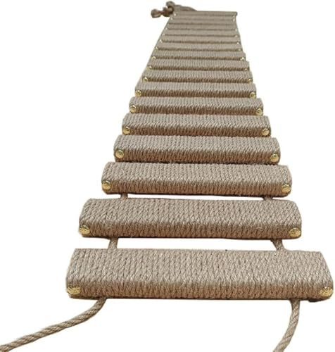 Cat Ladder Bridge Wall Cage Sisal Rope Cat Climbing Frame Scratcher Post Tower with Hammock (100cm Full Sisal) LUMEIRA