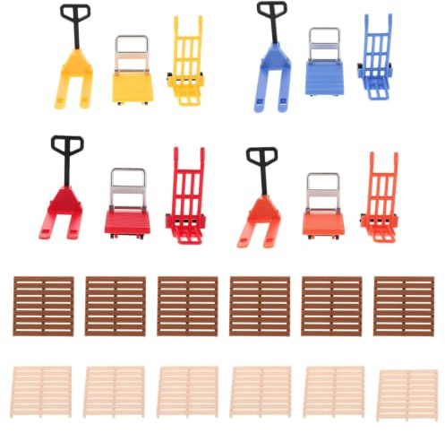 LIGHTAOTAO 36 Pièces Modèle Miniature de Chariot Élévateur en Plastique Transpalette Manuel, Design Réaliste, Résistant la Décoloration et Déformation, Accessoires Décoratifs pour Maison