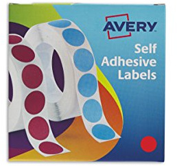 Avery 24-506 Sticky Circle, dots Label Dispenser (19 mm Dia, 1120 Labels) - Red