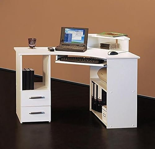 Möbeldesign Team 2000 GmbH Eckschreibtisch PC Tisch Computertisch weiß, 4505-2