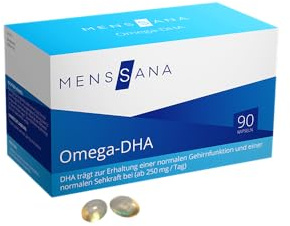 Omega-DHA MensSana – 500 mg DHA & 105 mg EPA pro Tagesdosis – Omega-3-Fettsäuren aus hochwertigem Fischölkonzentrat – 90 Kapseln