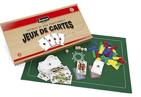 Jeujura - 8145- Jeux de Société-Coffret de Jeux de Cartes - Coffret en Bois