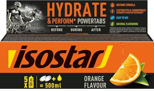 Isostar - Hydrate & Perform Powertabs mit Orangengeschmack - Brausetabletten für Isotonische Getränke - 10 Tabletten - 190908