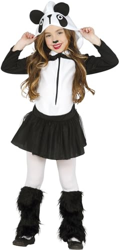 FIESTAS GUIRCA | Costume Orsa Panda Bambini (7-9 Anni) - Vestito, Cappuccio e Scaldamuscoli - Costumi da Animali e Orsi per Halloween e Feste in Maschera - Ideale per Bambine - Bianco e Nero