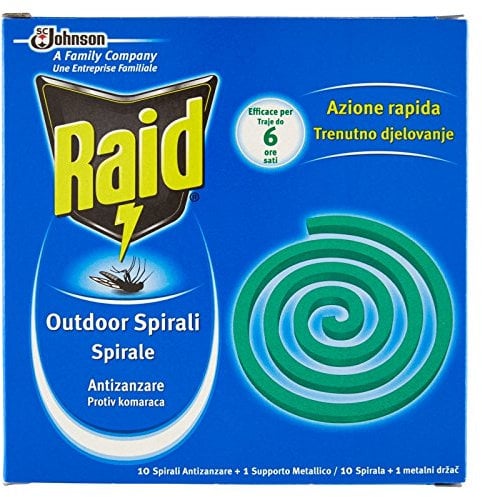 Raid espirales antimosquitos – 10 Unidades, 1 soporte metálico - [Pack de 8]