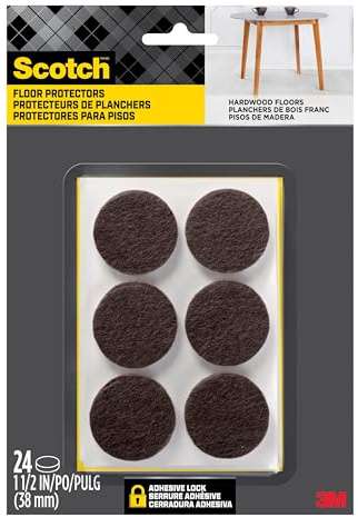 Scotch SP824-NA Felt Furniture Pads, Brown, 1.5 Inches | Protecting Hardwood Floors, Easy-to-apply, Self-Stick design, Reliable protection from nicks, dents and scratches (SP824-NA)