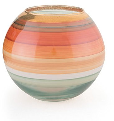 Angela neue Wiener Werkstaette Kugelvase aus Glas veredelt, orange/wasserblau, 15 x 15 x 13 cm