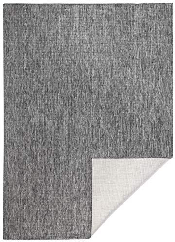 NORTHRUGS In- und Outdoor Teppich Miami 200x290cm - Wendeteppich Wetterfest Modernes Unifarben Design Läufer für Balkon Terrasse Garten Wintergarten Wohnzimmerteppich Wasserfest in Grau Creme