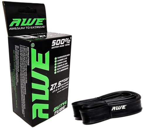 AWE Butyl Rubber 27.5 Inch Inner Tube 500%* Extra Ride Time 27.5 x 1.75-2.25 Schrader Valve