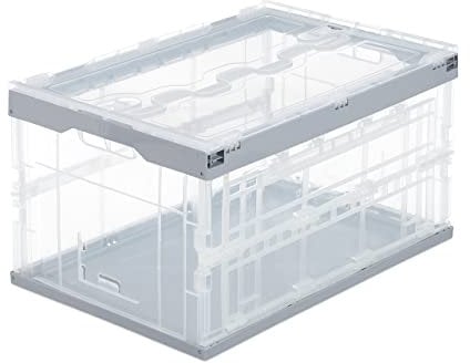 Relaxdays Profi Transportbox, stabil, Gewerbe, hochwertiger Kunststoff, Qualität, 60L, HBT 31,5 x 59,5 x 39,5 cm, grau
