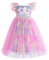 Lito Angels Robe Arc-en-Ciel Princesse Licorne pour Enfant Filles, Robe Rose Tulle à Sequins Fête Anniversaire Carnaval, Taille 9-10 ans