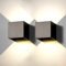 2 Stück Wandleuchte aussen Innen LED Wandlampe aussen modern Schwarz 20W Naturweiß 4000K IP65 Wasserdicht quadratisch Aluminium Wandleuchte Passen Sie den Lichtwinkel an Design Einfache Installation