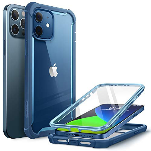 i-Blason Ares Dual Layer Rugged Clear Bumper Case for 6.1-Inch iPhone 12/12 Pro (2020), Blue