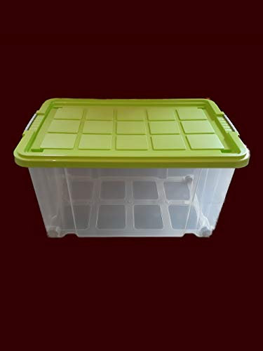 WieWin Eurobox mit Deckel Limegrün und Rollen 60x40x30 cm 55 Liter