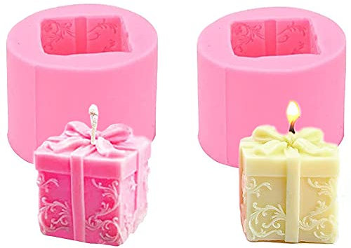 MWJC 2 Stücke Silikon Kerzenform Mold Box Kerze Silikonform Kerzenherstellung Mold Blume Geeignet Gießformen für Seife Kerze Schokolade Gips Kerzen Fondant Süßigkeiten Kuchen DIY Handwerk Geschenk