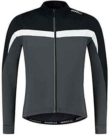Rogelli Course Radtrikot Herren - Fahrradtrikot Langarm - Schwarz/Grau/Weiß - Größe XL