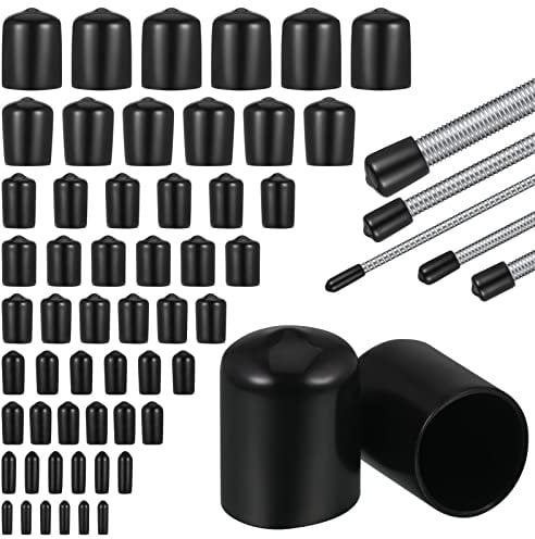 156 Pcs 9 Sizes Rubber End Caps,Black Round Vinyl Flexible End Caps Bolt Covers Bolt Caps Rubber Covers for Screws 2/3/4.5/6/7/8/9.5/12/20mm Screw Thread Protectors Assortment Kit