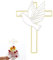 2 Stück Kreuz Kuchen Dekorationen Tortenaufleger Kommunion Kreuz Torte Deko Gold Acryl Tortenstecker Deko Taufe Kreuz Kuchen Topper mit Taubenmuster,Hochzeit,Erstkommunion,Babyparty,Geburtstag Party