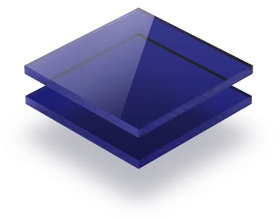 Feuille acrylique Bleu teinté 3 mm - d'une dimension allant de 10x10 cm à 100x230 cm. Résistance aux UV, PMMA de haute qualité, Film protecteur sur les deux faces, Ne présente aucun bord tranchant.