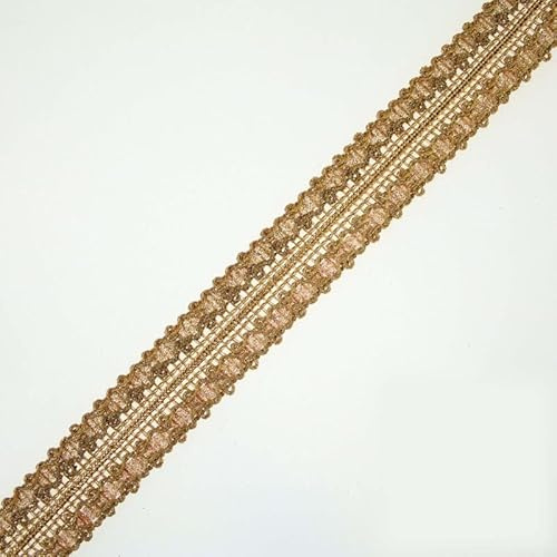 Antik Gold Doppel-Glitzerband Bordüre Bordüre indische Spitze (9 Meter Karte, Antik Gold X583)